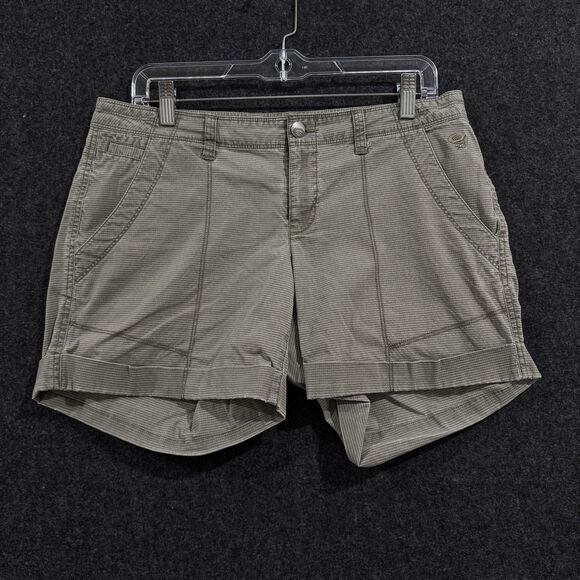 Mountain Hardwear Shorts Women's 4 Gray Striped Outdoor Hiking Casual Nylon - Picture 1 of 10
